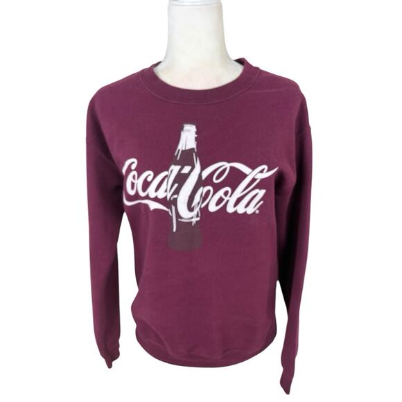 Coca Cola Sweatshirt Womens Size S Burgundy Retro Vintage Classic Y2K Crew - Picture 10 of 12